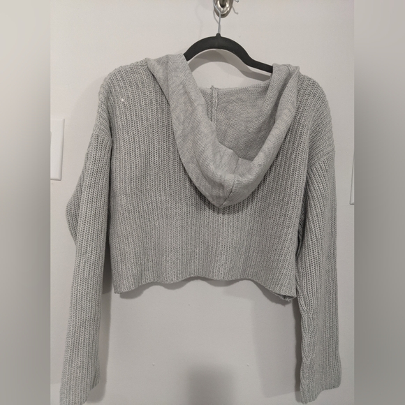 Aeropostale Cropped Knitted Hoodie Sweater Top - Picture 1 of 6